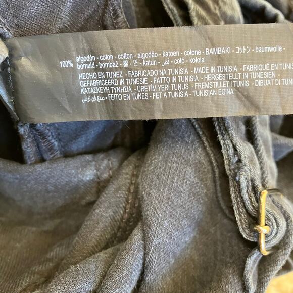 Zara Sz XS Carpenter Bib Overalls Cropped Relaxed Washed Black Utility Grunge - Picture 15 of 16